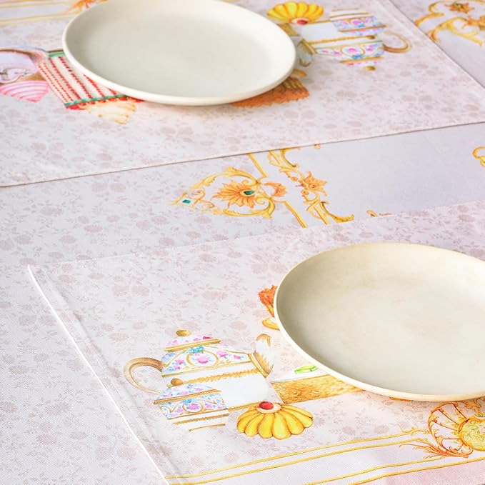Maison d' Hermine Place Mats 100% Combed Cotton Premium (13 Inch x 19 Inch) Decorative Cloth Place Mat Washable Dinner Placemat, Dinner, Wedding & Dining, Pastries (Set of 4)