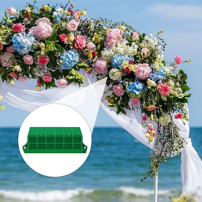 6 Packs Floral Foam Cage Rectangle Flower Cage Holders with Floral Foam Flower Arrangement Supplies for Fresh Flowers, Home Wedding Decorations, 11.8 x 4.3 x 3.1 Inches