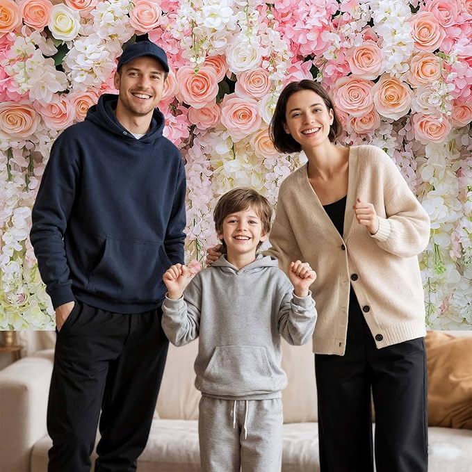 9x6ft Pink Rose Flower Wedding Photography Backdrop Spring Floral Photography Backdrop Valentine's Day Mother's Day Girl Birthday Baby Shower Wedding Bridal Party Banner Photo Booth Props Background