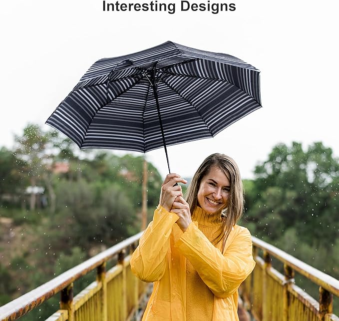 Nollia Windproof Automatic Travel Umbrella, Compact Portable with Reinforced Ribs for Sun & Rain