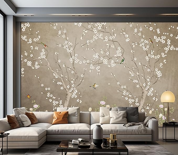 Eierme-Chinoiserie Wall Decor. Background Wall China Style Mural Wallpaper Peel and Stick 160" x 114"