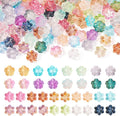 120Pcs Glass Flower Beads Colorful Cherry Blossom Crystal Beads Cute Floral Charm Bead Spring Plant Loose Spacer Bead for DIY Crafts Friendship Bracelet Earring Necklace Jewelry Making