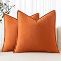 MIULEE Decorative Linen Pillow Covers 18x18 Inch Orange Boho Farmhouse Neutral Couch Throw Pillows for Bed Pack of 2 Accent Modern Pillowcase Summer Sofa Livingroom Home Decor
