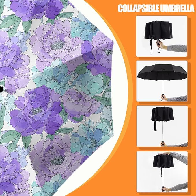 Small Compact Travel Automatic Folding Umbrella for Women, Portable Lightweight, Rain, Wind, UV Sun Shade