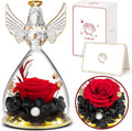 LURLIN Birthday Gifts for Women - Preserved Flowers & Glass Angel Figurines with LED Rose for Mom, Grandma, Wife, Friend, Teacher, Nurse, Anniversary Day Girls Gift