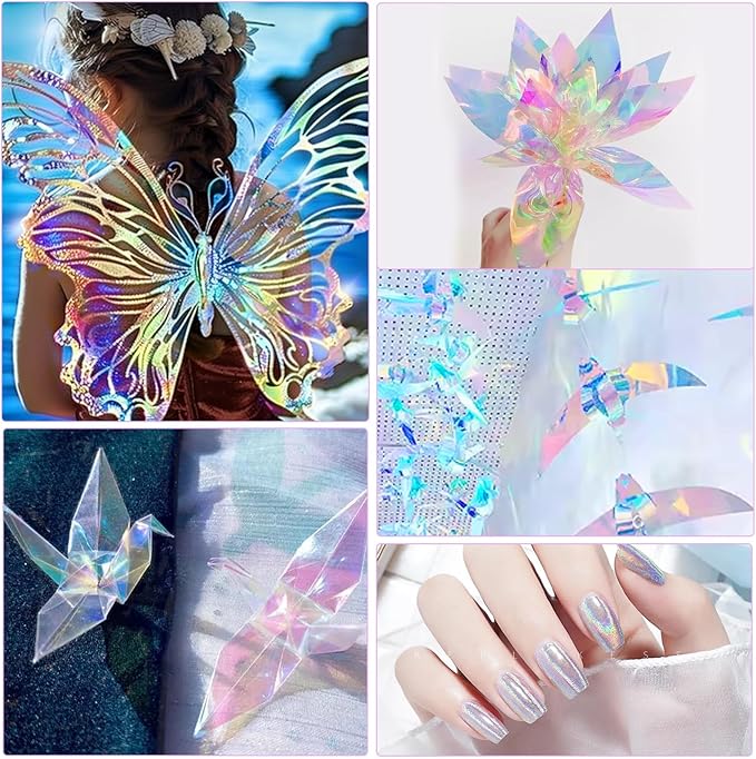 woric 82 Ft X 17 In Cellophane Wrap for Gift Baskets Christmas Iridescent Cellophane Wrap Roll Gift Basket Wrapping Plastic for Gifts Basket Treats Party Favor Birthday Wedding Crafts