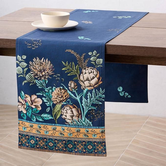 Maison d' Hermine Tablerunner 100% Combed Cotton Premium 14.50 Inch x 72 Inch Decorative Table Runner Table Runners, Dining, Buffet Party & Wedding, Artichoke (Double Layer)