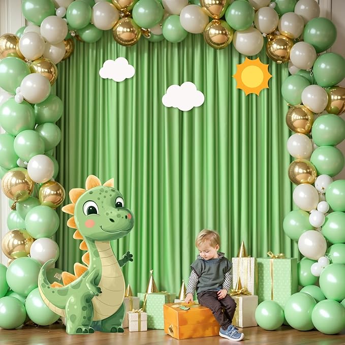 Sage Green Backdrop Curtain 8 Panels-Wrinkle-Free Green Curtains Polyester Photography Drapes for Baby Shower Birthday Party Photo Background Backdrop Stand- 32 X10FT (Sage Green)