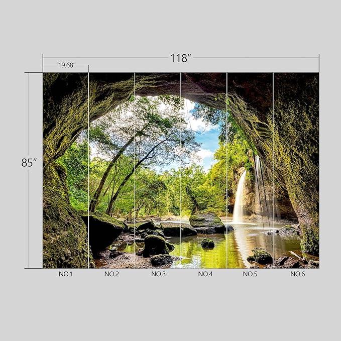 3D Space Cave Landscape Wallpaper Peel and Stick Wall Mural for Bedroom Living Room - 85"x118"
