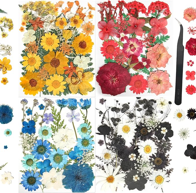 110+PCS Pressed Flowers for Resin molds Real Dried Flower Leaves for Resin Jewelry Making Dry Flowers for Scrapbooking Crafts DIY Soap Candles Making Nails Décor (Colorful-B)