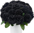 SITUMEIZI 12 Pcs Black Artificial Chrysanthemums Flowers Ball Flower Fake Mums Silk for Halloween Thanksgiving Day Fall Wedding Home Decoration Floral Arrangement