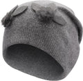 ZLYC Women Floral Slouchy Beanie Hat Double Layer Winter Knit Skull Cap