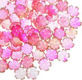 100 Pcs Cherry Blossom Beads, 5-Petal Acrylic Spacer Flower Beads for Jewelry Making, Mini Golden Edge Floral Shaped Bead for Making DIY Craft, Charms, Bracelets, Necklaces, Earrings (Pink Gradient)