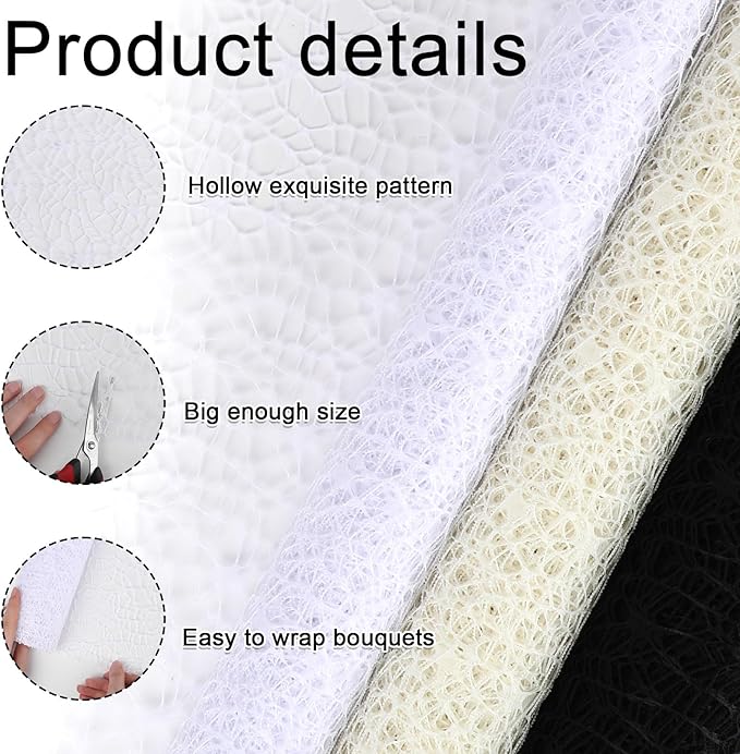 FOIMAS Flower Bouquet Wrapping Paper Roll,19.6" x 5 yrs Mesh Bouquet Wrapping Paper for Presents Flower Packaging Hand Decor,White