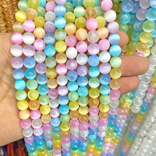 160PCS 4MM Colorful Selenite Gypsum Stone Crystal Beads for Jewelry Making DIY Bracelet 2 Strands