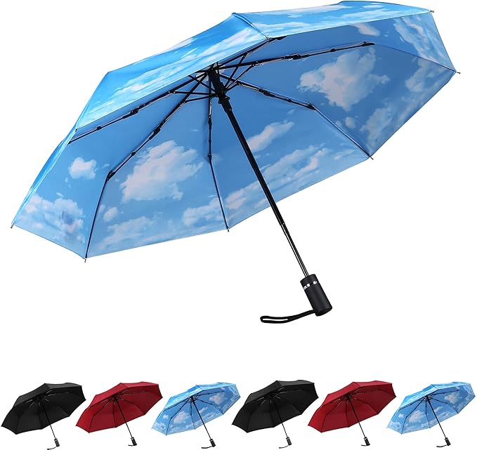 SY COMPACT Travel Umbrella - Windproof Automatic Compact Umbrella, Lightweight Waterproof Design for Backpack, Car & Purse