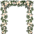 Lvydec 2 Pack Artificial Peony Flower Garland - 6ft Silk Peony Vine Willow Leaves Garland Champagne Arch Flower Vine for Wedding Party Table Decoration (Champagne)