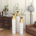 Tall Floor Vase Set of 3 - Large Vintage Modern Oversized Metal Vases for Decor Living Room, Gold Decorative for Corner Hallway