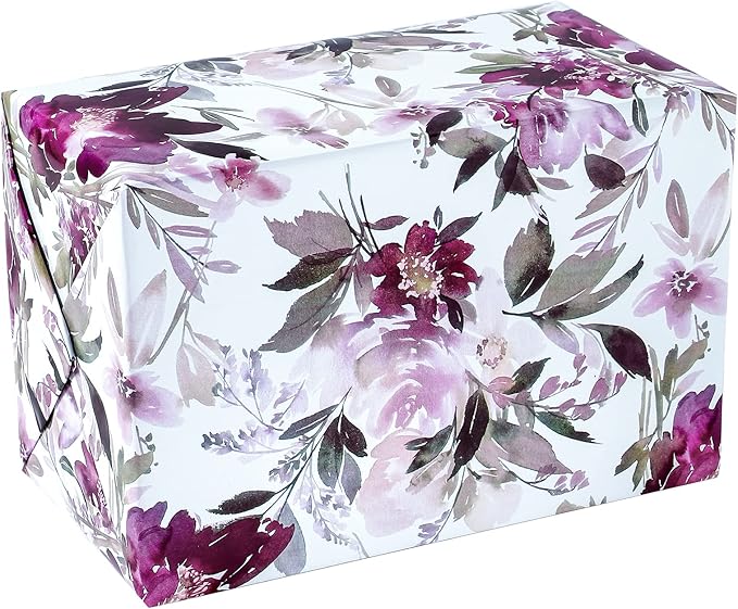 WRAPAHOLIC 30 Inch Floral Wrapping Paper - 30 Inch X 33 Feet - Purple Flower Wrapping Paper for Wedding, Birthday, Valentines' Day, Baby Shower, Anniversary, Bridal Shower