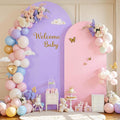 Pink Purple Arch Backdrop Cover Set of 2 Spandex Arch Covers 7.2 and 6ft Wedding Birthday Party Arch Covers Stretchy Backdrop Bridal Baby Shower Pink Lavender Arch Stand Cover
