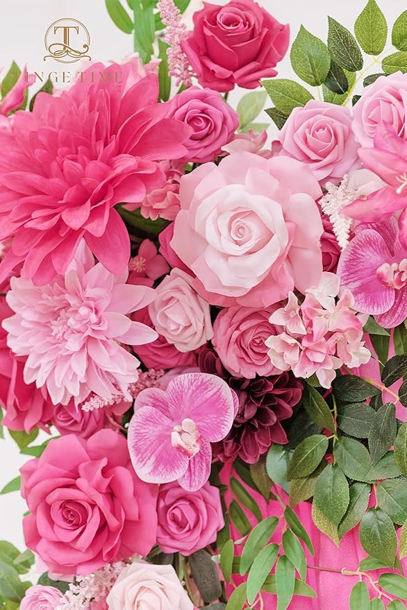 TINGE TIME Artificial Arch Flowers Kit Pack of 5, Wedding Decorations for Reception with Hanging Flowers, Wedding Arch Silk Floral Arrangements Ceremony Backdrop Bridal Shower Outdoor Party Decor