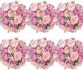 6 Pcs Peonies Artificial Flowers Bulk, Mixed Pink Silk Peonies Fake Bouquet for Floral Centerpieces,Red Realistic Faux Peony Flower for Flower Arrangements Wedding Decoration vase