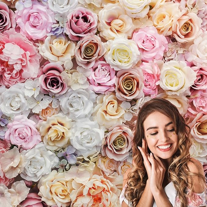 Roses Flowers Backdrop Valentines Day Pink Red Rose Photography Background Various Floral Roses Backdrop Decors for Birthday Wedding Baby Shower Anniversary Children Adults Studio Backgrounds 6x4ft