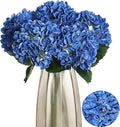 Kimura's Cabin 5Pcs Blue Artificial Hydrangea Flower 21inch Real Touch Fake Hydrangeas Flowers Long Stem with Leaves Hydrangea Bouquet for Wedding Baby Shower Birthday Party Home Interior Decoration