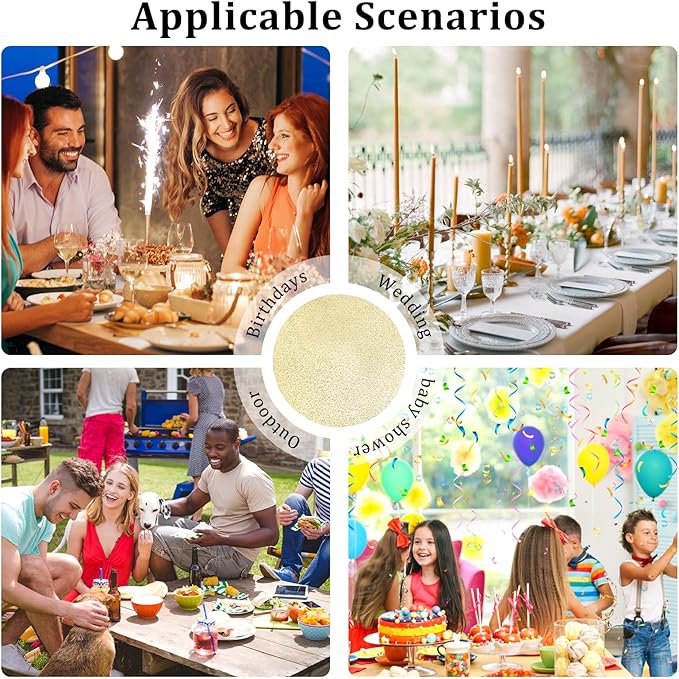 Hysenm 50 Pcs Disposable Gold Placemats Set Metallic 13 Inch Round Foil Mesh Pressed Table Doilies, Ultra-Thin Disposable Placement Mats for Home Decoration Dining Table Wedding Birthday Party