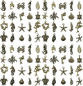 WOCRAFT 60pcs Antique Bronze Ocean Bracelet Charms for Jewelry Making Sets DIY Necklace Bracelet Keychain Crafting Charms Kit Craft Supplies (SN883)