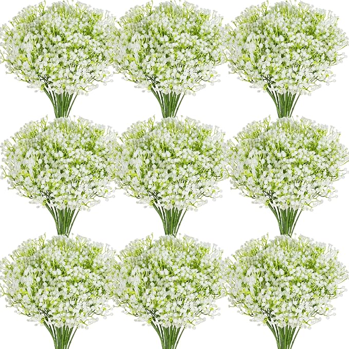 ASTRYAS 60Pcs Babys Breath Artificial Flowers, Baby Breath Flowers Artificial Bulk, Fake White Gypsophila Babies Breath Real Touch Flowers for Wedding Bouquet Floral Arrangement Party Home Decor