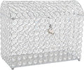 Crystal Wedding Card Box With Heart Lock Silver Treasure Chest Money Card Box Gift Decorative Memory Box for Wedding Birthday Graduation Party Decoration