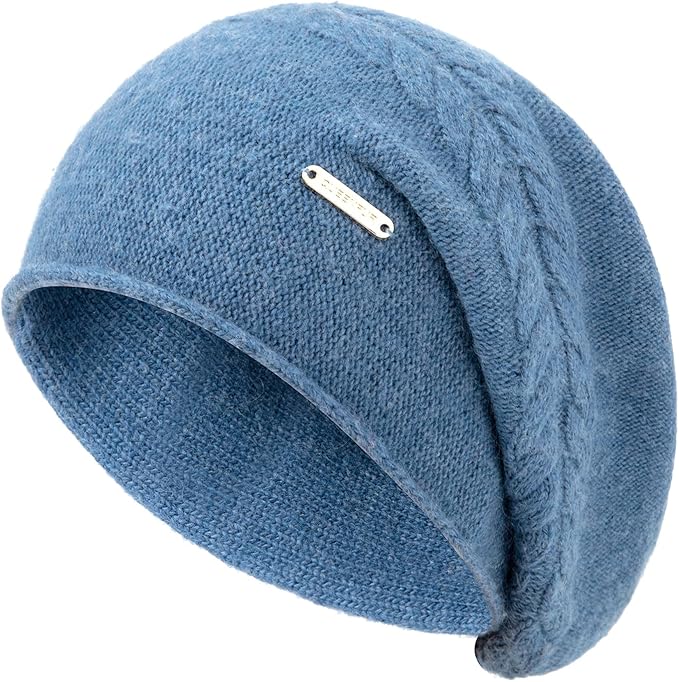 QUEENFUR Knit Slouchy Beanie Hats for Women Cashmere Ski Cap Knitted Wool Soft Warm Winter Hat