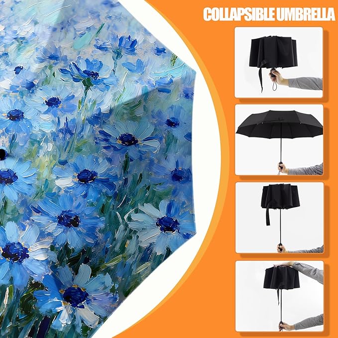 Small Compact Travel Automatic Folding Umbrella for Women, Portable Lightweight, Rain, Wind, UV Sun Shade