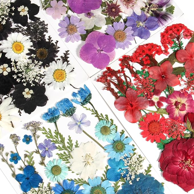 110+PCS Pressed Flowers for Resin molds Real Dried Flower Leaves for Resin Jewelry Making Dry Flowers for Scrapbooking Crafts DIY Soap Candles Making Nails Décor (Colorful-B)