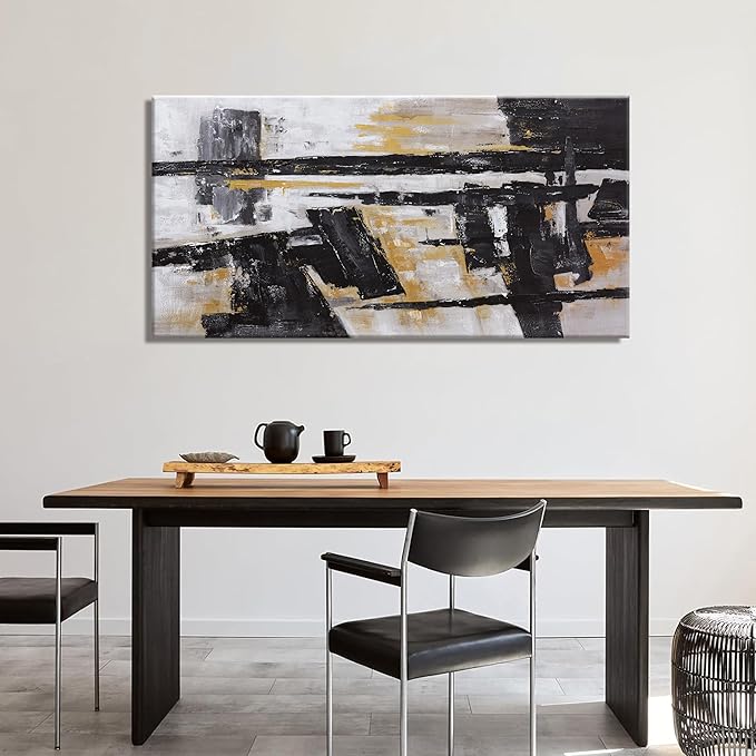 Black And Gold Abstract Wall Art Small Size Artwork Home Decoration Artwork Decor Modern Minimalist Canvas Painting Living Room Decor For Bedroom Office Wall Decor 20"X40"