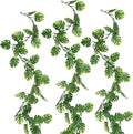 RECUTMS Artificial Palm Leaves Vines 3Pcs, 5.9FT Outdoor Fake Hanging Plant Ivy Faux Tropical Monstera Leaf Garland Greenery for Garden Porch Patio Jungle Luau Beach Birthday Party Indoor Summer Décor