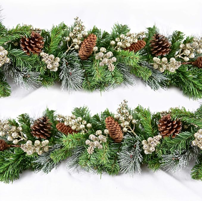 14 Pack Christmas Glitter Berries Stems Clearance, 7.8 Inch Artificial Christmas Picks for Christmas Tree Ornaments, DIY Xmas Wreath, Crafts, Holiday and Home Decor, Champagne