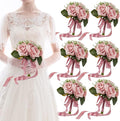 Meldel 6.5 Inch Bridesmaid Bouquet Set of 6, Wedding Bouquets for Bridesmaids, Rose Bridesmaid Bouquets for Wedding, Artificial Wedding Bouquet Flower, Floral Wedding Centerpieces