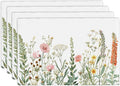Floral Placemats Set of 4 Flower Daisy Spring Table Mats Washable Place Mats for Home Party Indoor Kitchen Dining Table Decoration 12x18 Inch