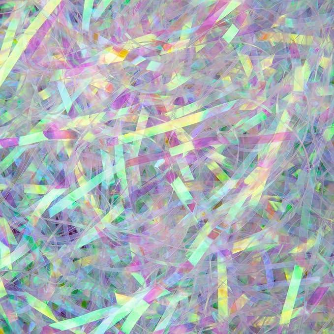 Caleihd 1LB Gift Basket Filler, Iridescent Crinkle Cut Grass Confetti Cushion Paper Streamer for Christmas Wedding Birthday Bridesmaid Engagement Craft Gift Boxes Bags Filler Decoration (3MM)