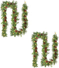 2PCS 9FT Christmas Decorations Cedar Garland, Realistic Soft Pine Wreath, Artificial Green Faux Cedar Pine Garland for Fireplace Mantle Indoor Outdoor Holiday Party Home Decor(2,9FT)