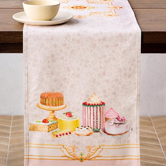 Maison d' Hermine Table Runner 100% Combed Cotton Premium 14.50 Inch x 108 Inch Decorative Runner Table Runners, Dining, Kitchen, Parties & Camping, Pastries (Double Layer)