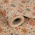 Aimyoo Kraft Floral Wrapping Paper Roll - Mini Roll - 17 Inch x 32.8 Feet - All Occasion Vintage Flower Gift Wrap Paper for Mother's Day Wedding Birthday Bridal Shower