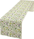Wildflower Table Runner, Watercolor Green Botanical Flowers Vintage Bohemian Design Table Runner for Kitchen Dining Home Party Home Decor , 13x70 Inch