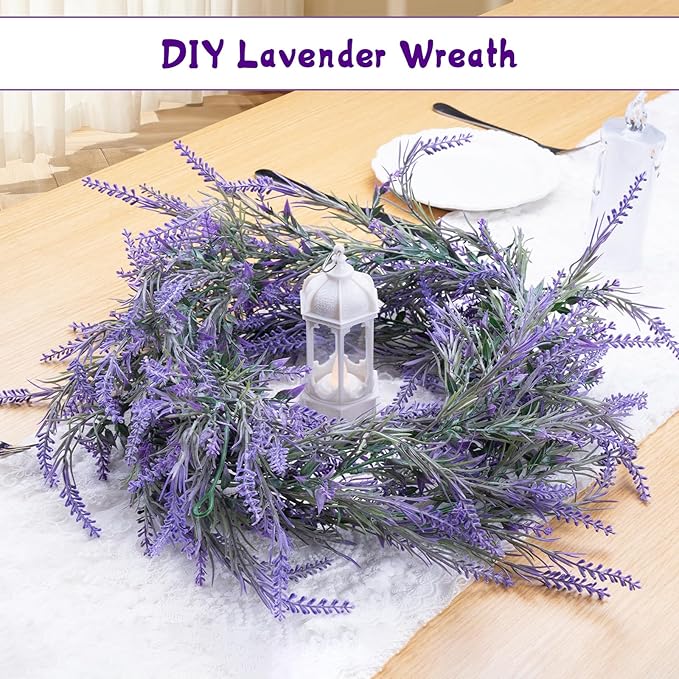 Spring Summer Lavender Garland, 6Ft Purple Lavender Artificial Garland, All Year Lavender Garlands for Farmhouse Wedding Mantle Arch Porch Stair Table Indoor Door Home Decor (1)