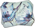 Pimpernel Abstract Lilac Collection Placemats, 4-Piece Set – (15.7" x 11.7") Rectangular Cork-Backed Dining Table Mats with Lacquered Finish, Heat & Stain Resistant Tabletop & Furniture Protection