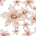 WILLBOND 24 Pcs 3 Size Poinsettia Flower Artificial Christmas Decor Glitter Poinsettia Christmas Ornaments Faux Flowers for Xmas Tree Outdoor(4/6/7.9 Inches,Rose Gold)
