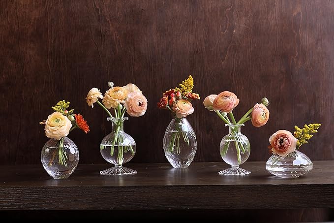 Glass Cambridge Ella 7" Bud Vase Set of 2 (Clear)