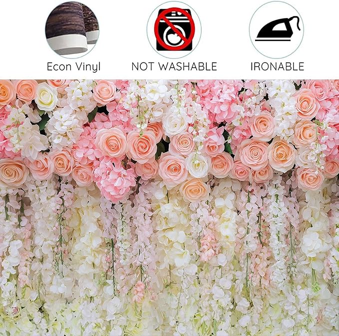 10x10ft Pink Rose Flower Wedding Photography Backdrop Spring Floral Photography Backdrop Valentine's Day Mother's Day Girl Birthday Baby Shower Wedding Bridal Party Banner Photo Booth Props Background